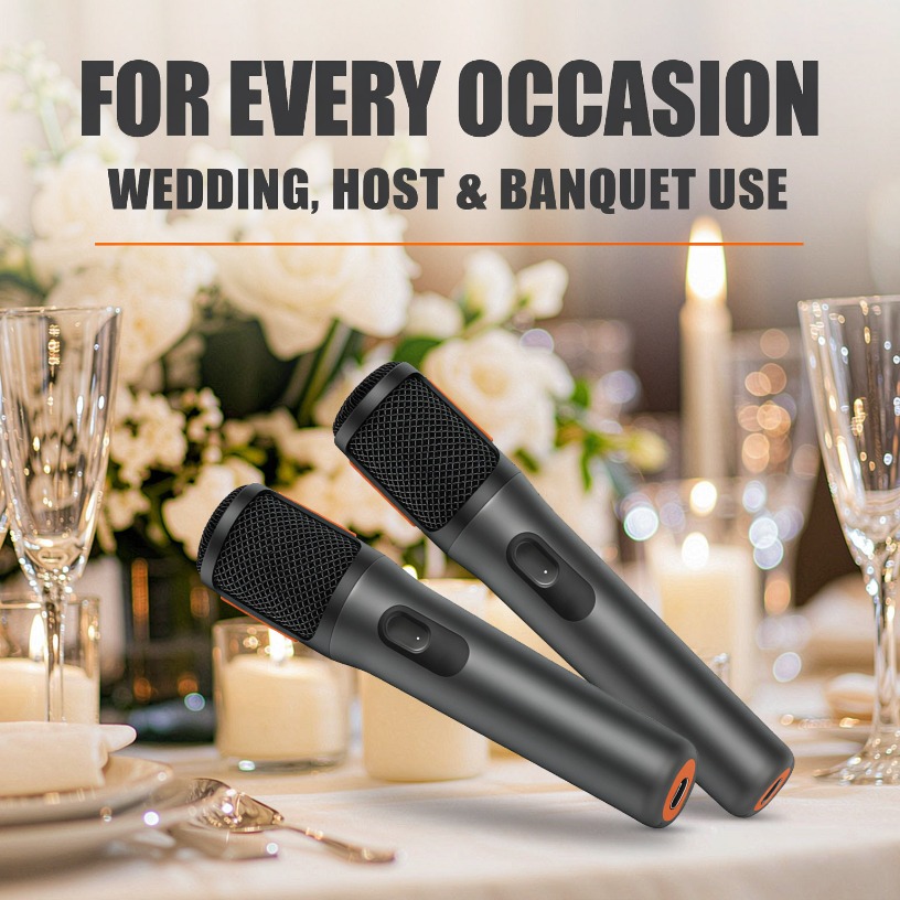 Event & Party Supply - ไมโครโฟนไร้สายแบบมือถือคู่ AES-128 พร้อมระบบเข้ารหัส แบตเตอรี่ใช้งานได้ 20 ชั่วโมง